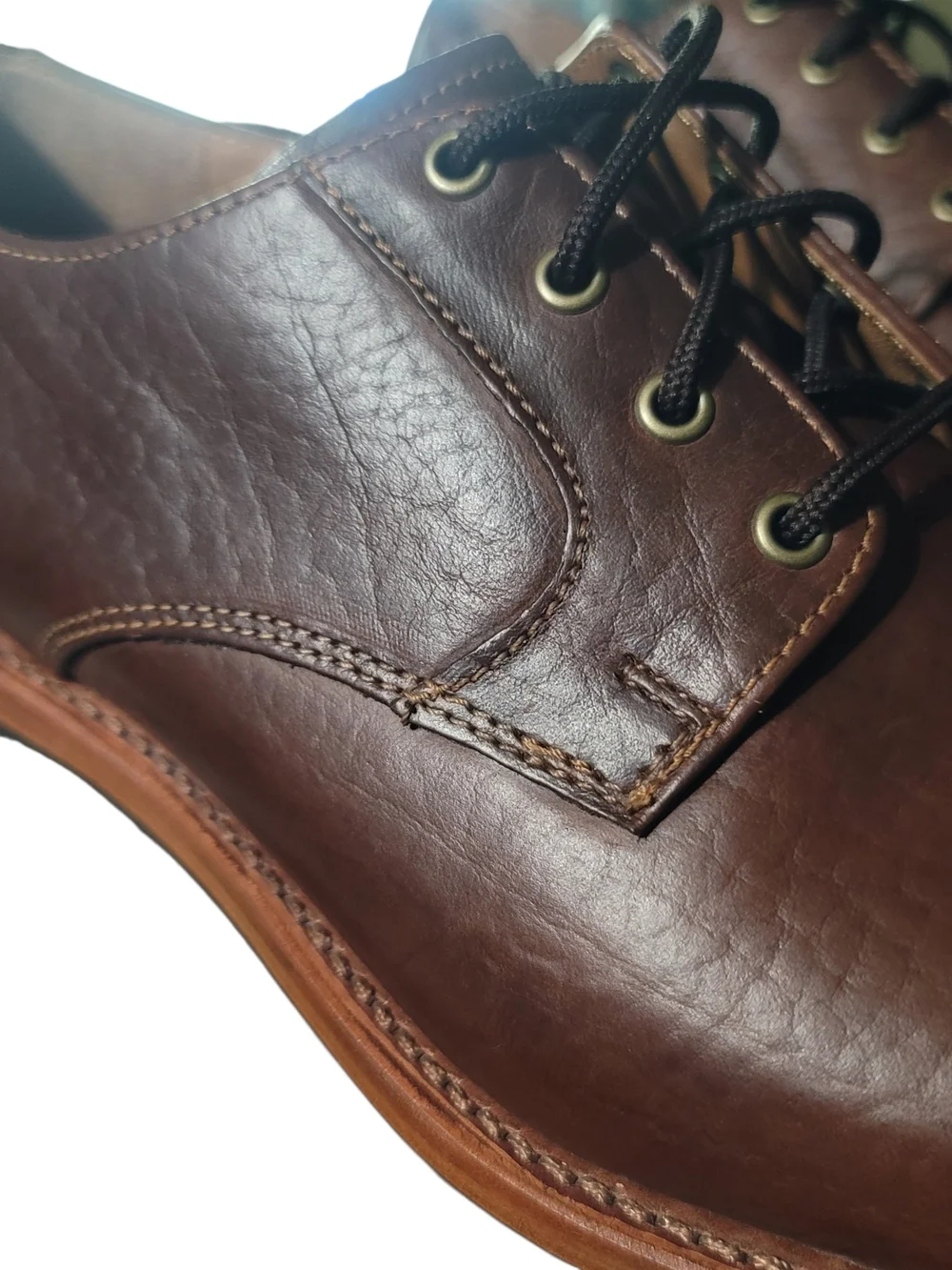 Trask Men's 12 M Leather Plain Toe Derby Oxford Shoes Vibram Lug Sole PRISTINE